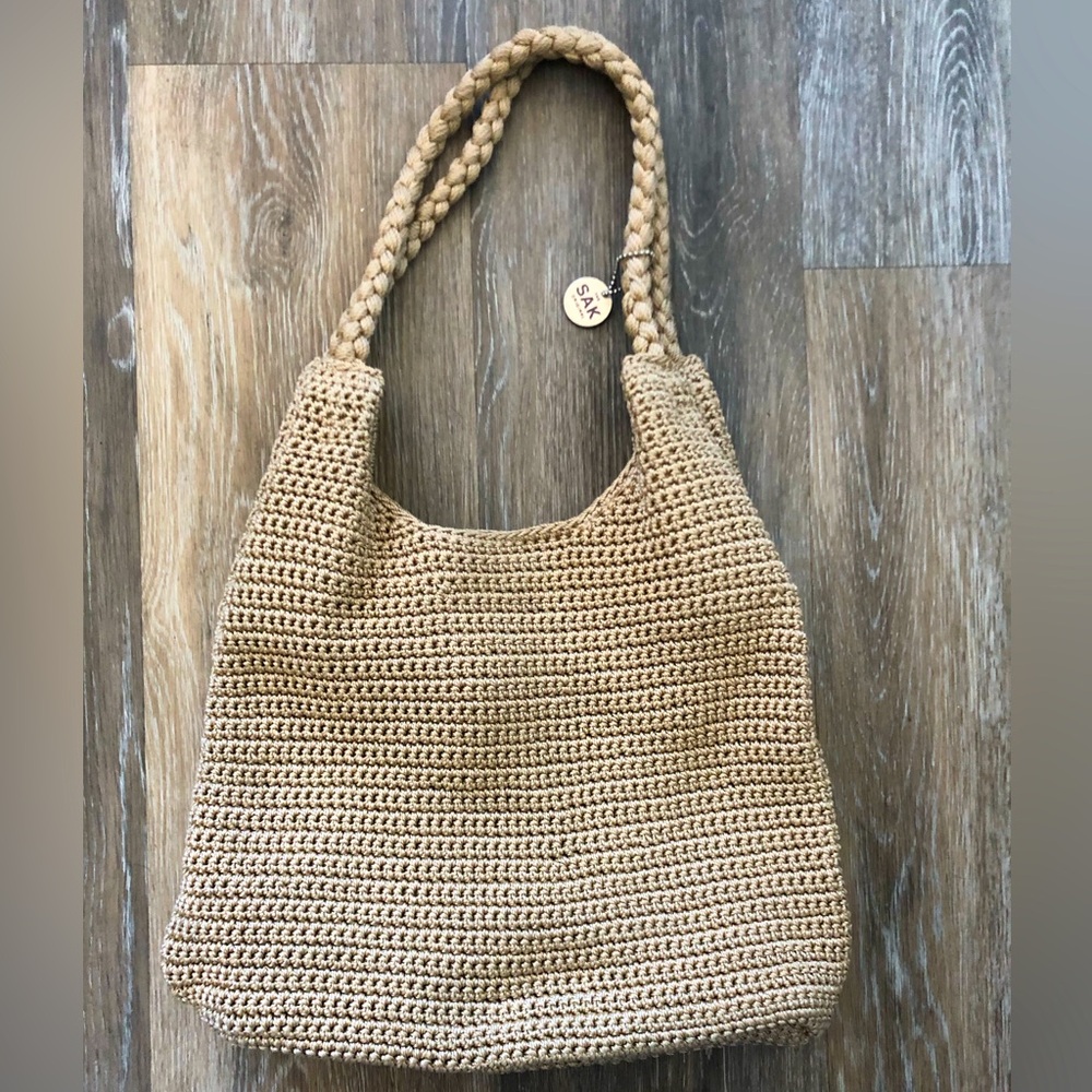 THE SAK Tan Crochet Hobo Purse